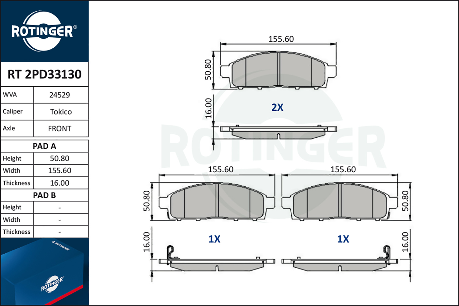 ROTINGER Fékbetét, mind RT2PD33130_ROT